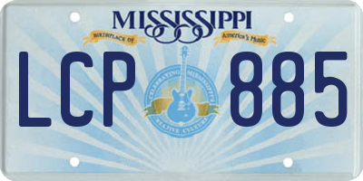 MS license plate LCP885