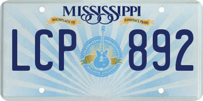 MS license plate LCP892