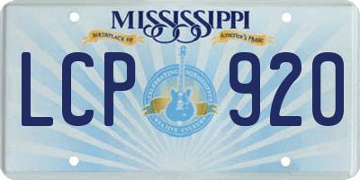MS license plate LCP920