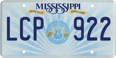 MS license plate LCP922