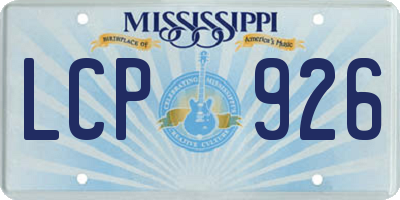 MS license plate LCP926