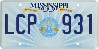 MS license plate LCP931