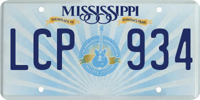 MS license plate LCP934