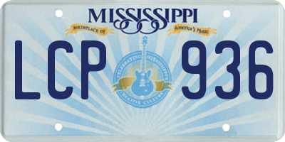 MS license plate LCP936