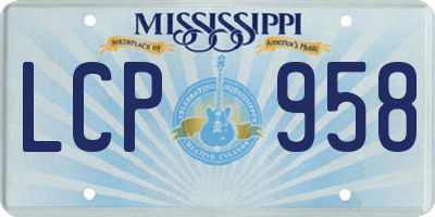 MS license plate LCP958