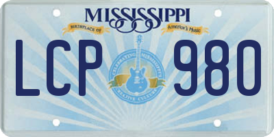 MS license plate LCP980