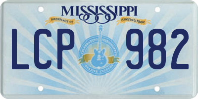 MS license plate LCP982