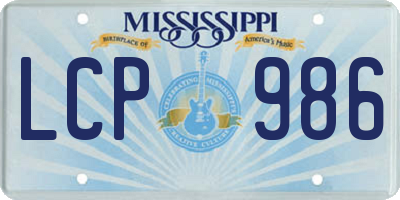 MS license plate LCP986