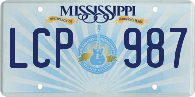 MS license plate LCP987