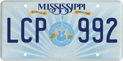 MS license plate LCP992