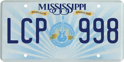 MS license plate LCP998