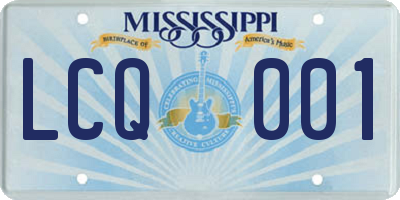 MS license plate LCQ001