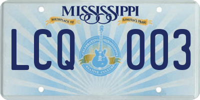 MS license plate LCQ003