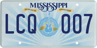 MS license plate LCQ007