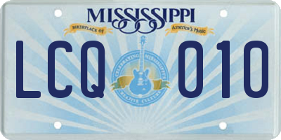 MS license plate LCQ010