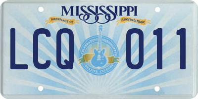 MS license plate LCQ011