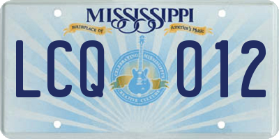 MS license plate LCQ012