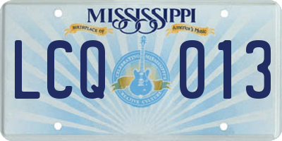 MS license plate LCQ013