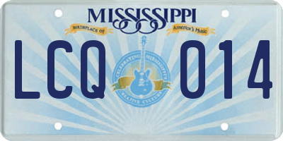 MS license plate LCQ014