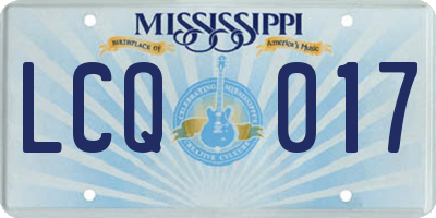 MS license plate LCQ017