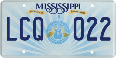MS license plate LCQ022