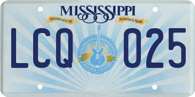 MS license plate LCQ025
