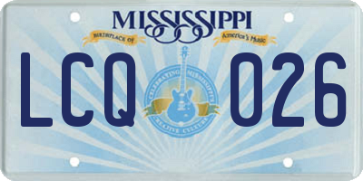 MS license plate LCQ026