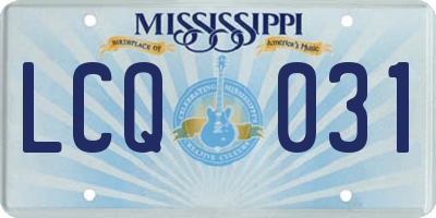 MS license plate LCQ031