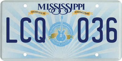 MS license plate LCQ036