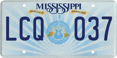 MS license plate LCQ037