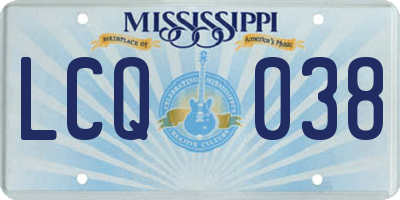 MS license plate LCQ038