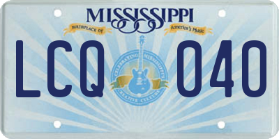 MS license plate LCQ040