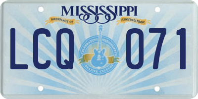 MS license plate LCQ071