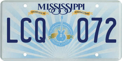 MS license plate LCQ072