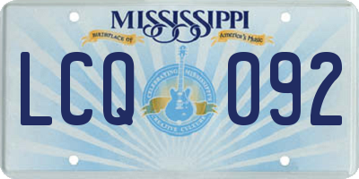 MS license plate LCQ092
