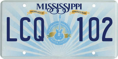 MS license plate LCQ102