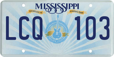 MS license plate LCQ103