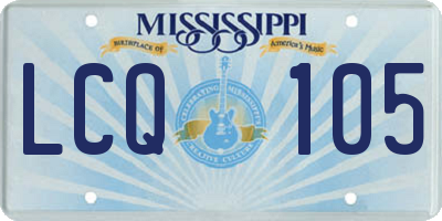 MS license plate LCQ105