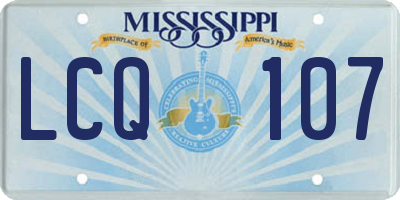 MS license plate LCQ107