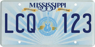 MS license plate LCQ123