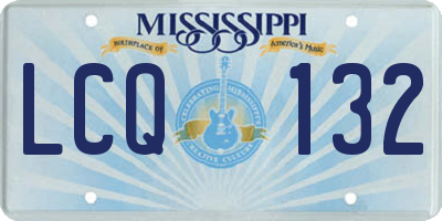 MS license plate LCQ132