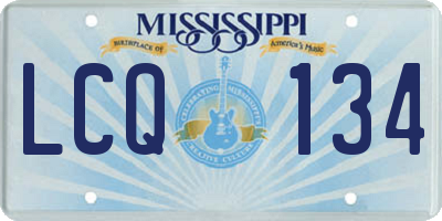 MS license plate LCQ134