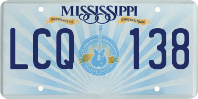 MS license plate LCQ138
