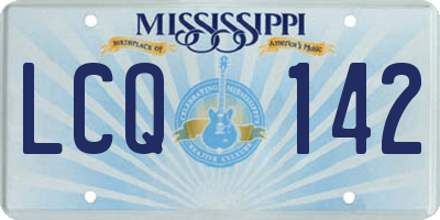 MS license plate LCQ142