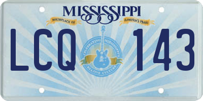 MS license plate LCQ143