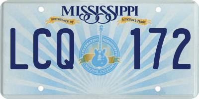 MS license plate LCQ172