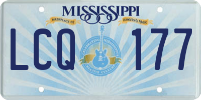 MS license plate LCQ177
