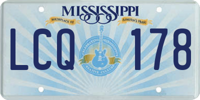MS license plate LCQ178