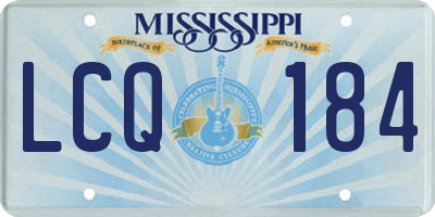 MS license plate LCQ184