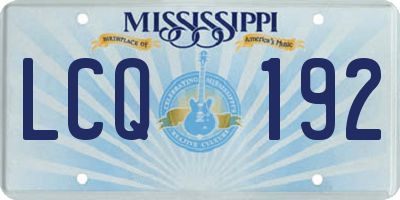 MS license plate LCQ192